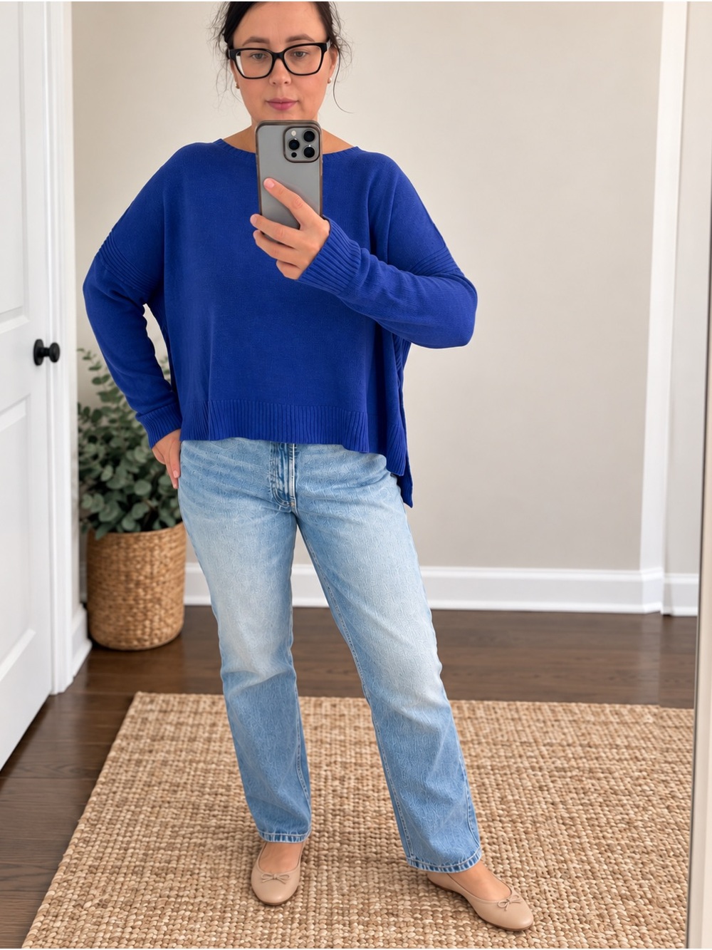 Eileen Fisher Cobalt Blue Relaxed Boatneck Sweater